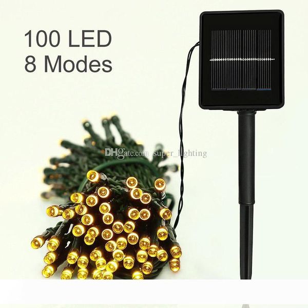 

17m solar string light 8 modes 100 leds multi-colors waterproof led christmas lights for indoor outdoor holiday lights