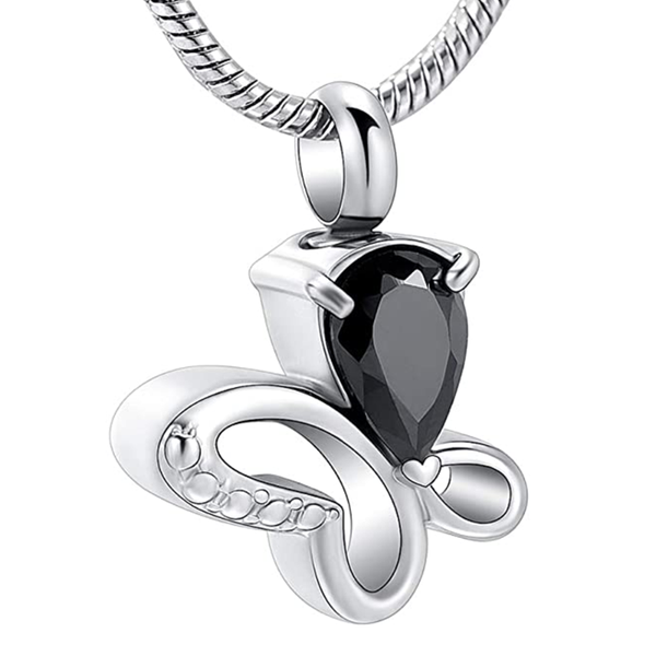 

butterfly urn necklace for ashes keepsake memorial cremation jewelry for women mom, Silver