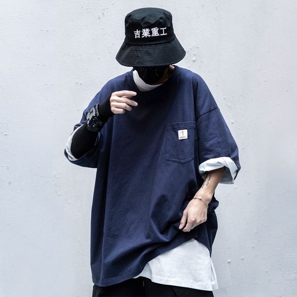 

mens japanese style streetwear t-shirt men hip hop casual short sleeve summer fashion casual male techwear tshirt, White;black