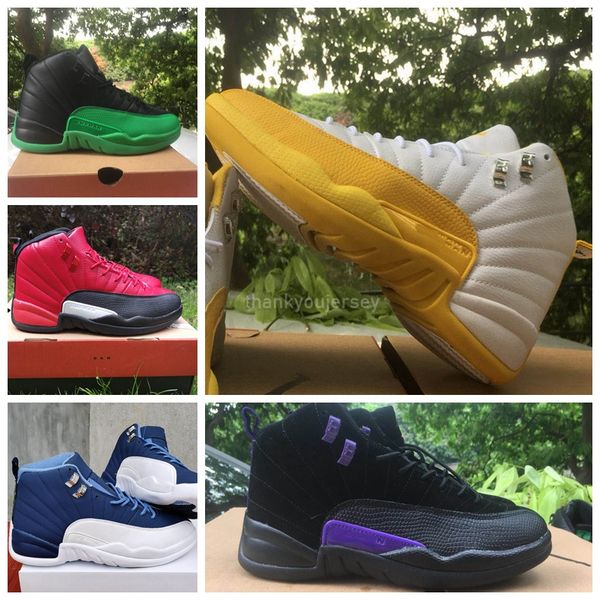

mens basketball shoes 12s jumpman university gold stone blue 12 flu game royal the master dark grey men athletic sports sneakers size 7-13