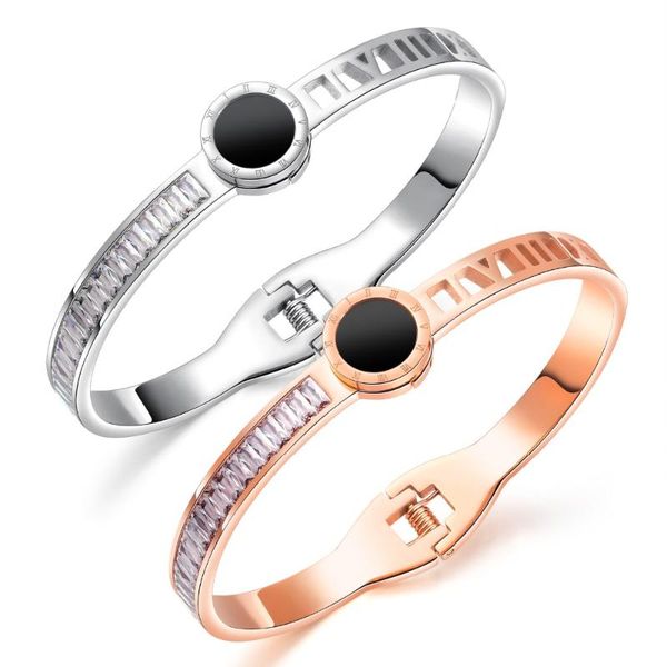

rose gold ladies bracelet fashion creative roman numerals asymmetric bracelet holiday gifts 3-gh927, Black