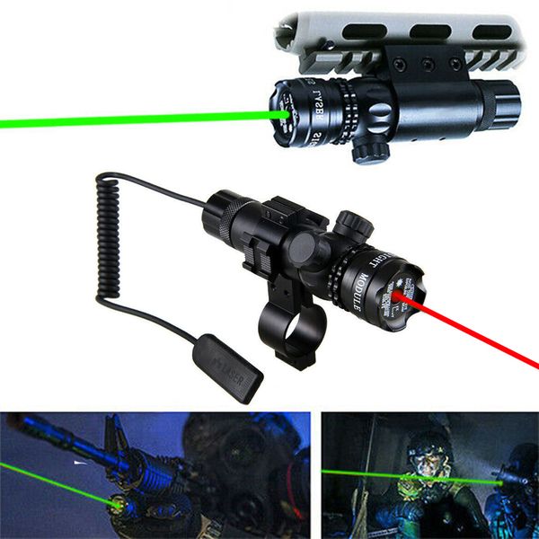 

hq outdoor tactical sight green laser rifle dot scope cqb training + remote swith+picatinny rail+barrel mounts aluminum alloy free