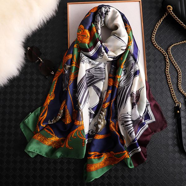 

2020 china new style spring and summer women pretty silk scarves large shawl lady print luxury shawl beach muffler wraps hijab, Blue;gray