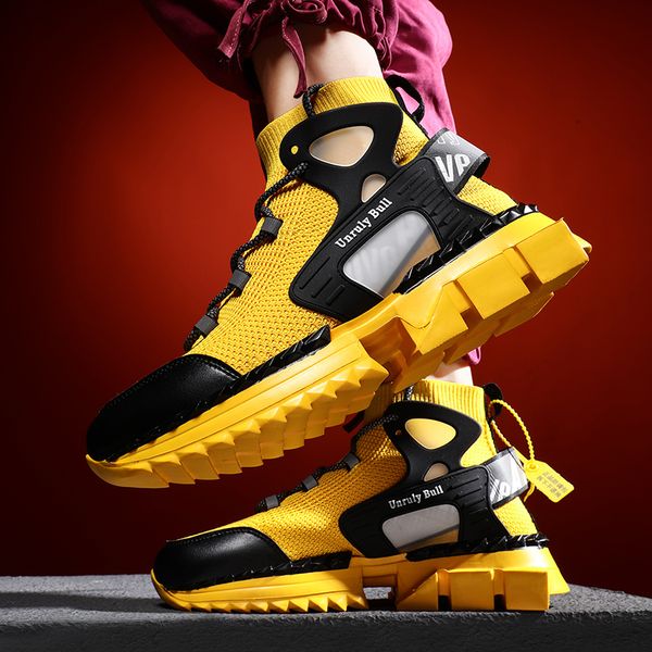 

fashionmenssneakersbreathablemeshrunningmenshoeshighportsmanshoeslightweightmalegymjoggingsneakerell, Black
