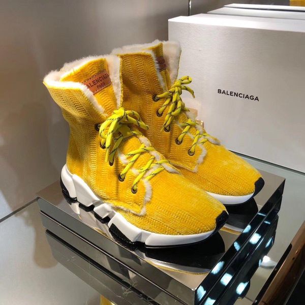 

size34-45with original box r luxury casual shoes, fashionable velvet knitted stretch socks boots speed clear sole casual sneaker