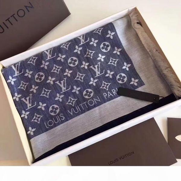 

wholesale-good qualtiy size 140x140cm luxury scarfs brand french designer letter pattern printed women gift wool silk scarves, Blue;gray