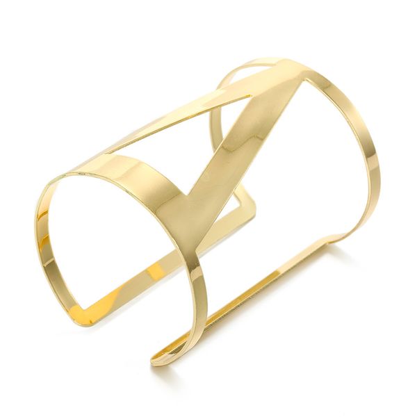 

1PC Eueopean Gold Color Open Cuff Bracelets Bangle For Womens Men Punk Geometric Hollow Bracelet Male Hand Jewelry B44