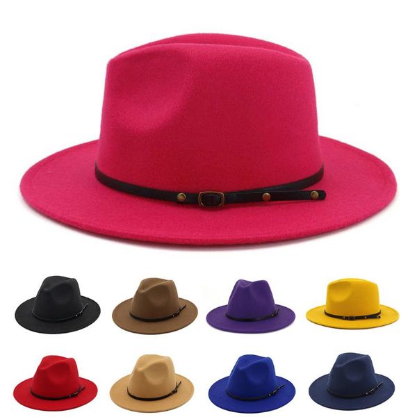 

new arrival wide brim belt buckle hat vintage felt outback panama hats, Blue;gray