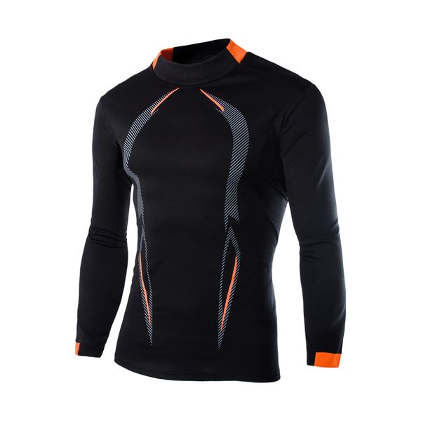 

e-baihui 2021 men's sports t shirts round neck printing for leisure and self-cultivation long sleeve tight cycling suit sports slim com, White;black
