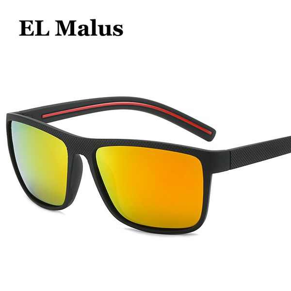 

el malus]polarized square frame sunglasses men women tan red lens vintage sunglasses black shades eyewear for outdoor driving, White;black