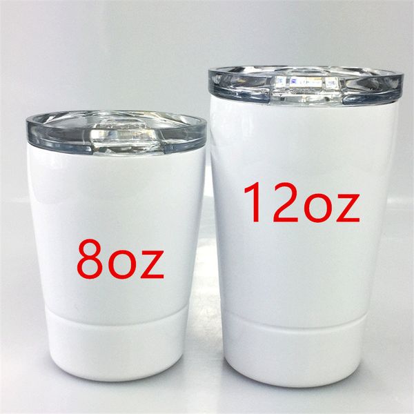 8oz Sublimation Kinderbecher Edelstahl Wasserflaschen Doppeldecker Kinderbecher Tragbare Sportwasserflaschen mit Strohhalmen Kaffeetasse A12