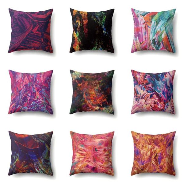 

oil painting pattern cushions creative case sofa pillow case living room back cushion double-sided dacron pillow