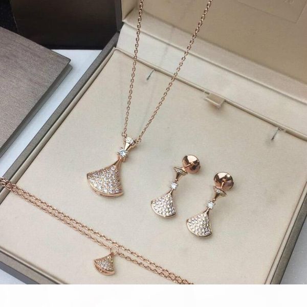 

luxury designer women jewelry set necklace bracelet earrings sub-gold plating 18k rose gold white gold, 925 silver earrings anti-allergy, Black