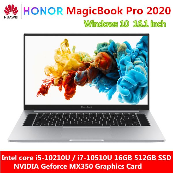 

huawei honor magicbook pro 2020 lapnotebook computer 16.1 inch intel core -10210u/-10510u nvidia mx350 pcie ssd fhd