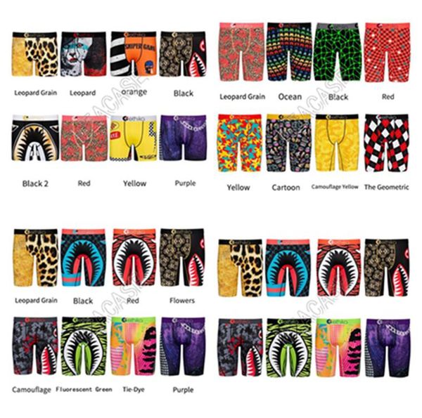 

32 styles quick dry men panties designers underwear long boxer briefs shark cartoon beach sport shorts boxer pants designer underpant d81705, Black;white