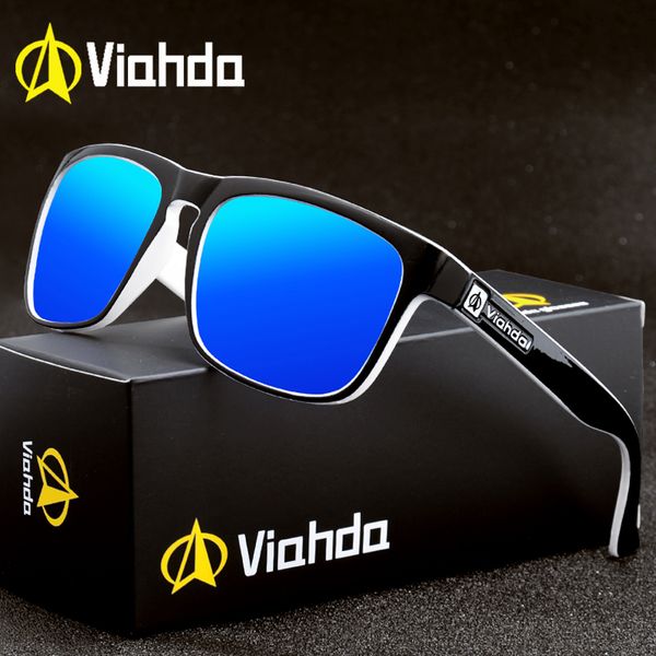 

viahda brand designer polarized sunglasses mirror goggle driving fishing outdoor travel oculos gafas de sol, White;black