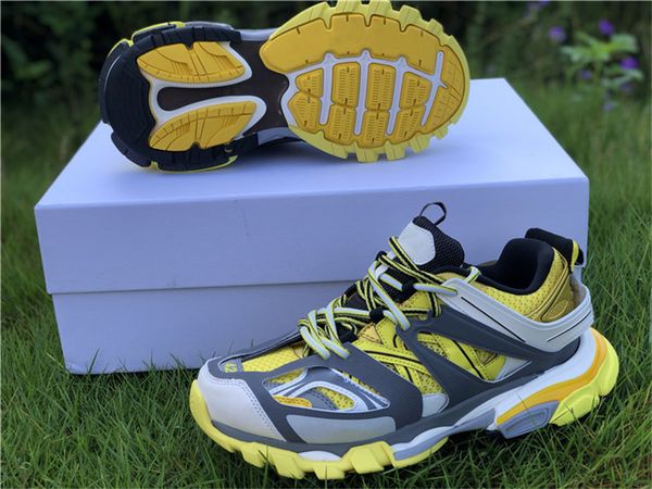 

triple s 3.0 yellow white grey track trainers pairs tess s casual shoes men women triple-s old dad sneakers with original box 36-45