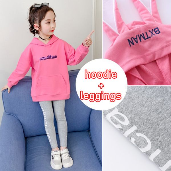 

teenager baby kids girl clothes winter autumn tracksuit hoodie + leggings pants hip hop 4 5 6 7 8 9 10 11 12 year, White