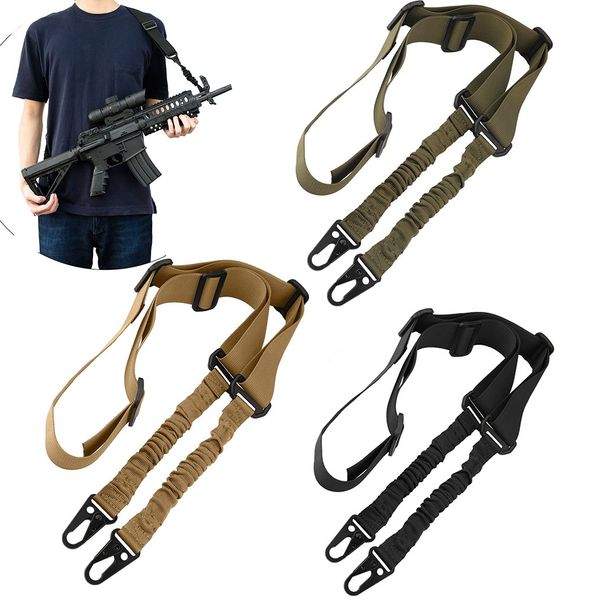 

upgrade version tactical 2 point rifle gun sling with length adjuster multi-use quick detach stealth 1.5inch bungee rifle gun sling