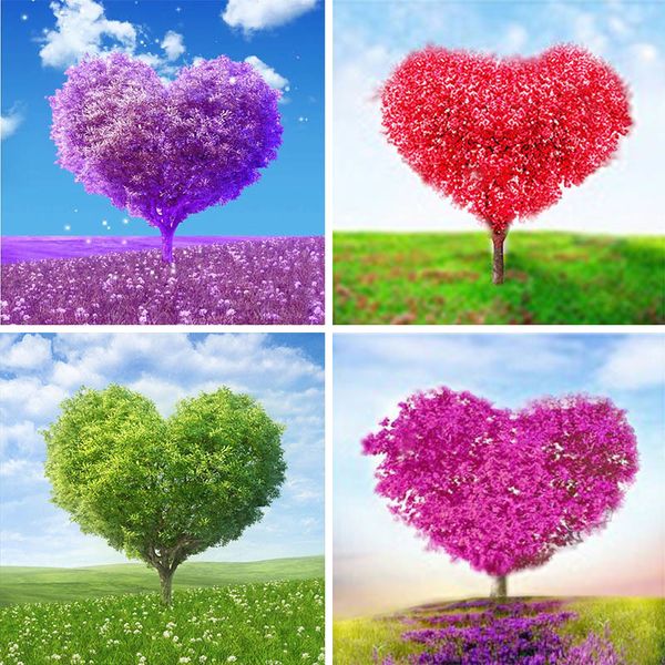 

full drill 5d diy diamond painting color loving tree embroidery cross stitch rhinestone mosaic painting gift home decoration