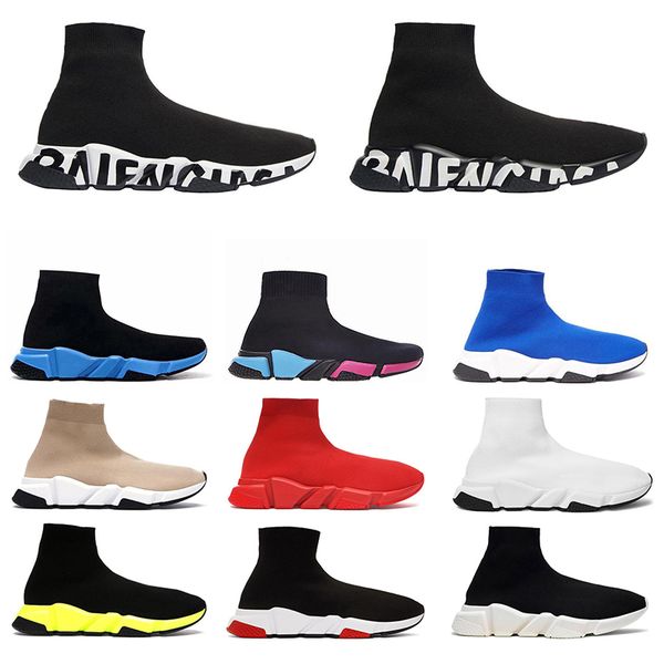

sock athletic chaussures speed trainer black white triple black fashion boots sports designer sneaker trainer shoe, White;red