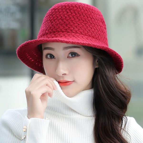 

personality floppy bucket woolen hat cap female bucket hat women winter for women solid color, Blue;gray