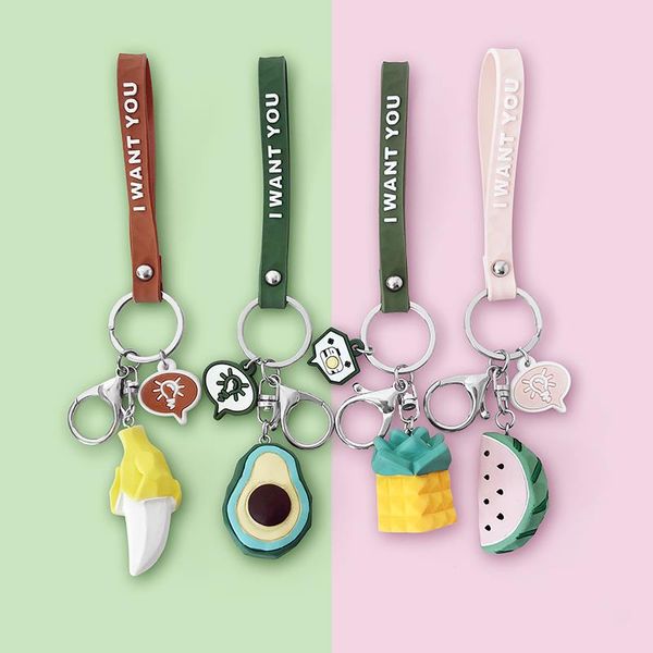 

fashion cute dinosaur frog keychain key ring cat cartoon fruite acrylic avocado sectio keychain for women car bag phone jewelry, Silver