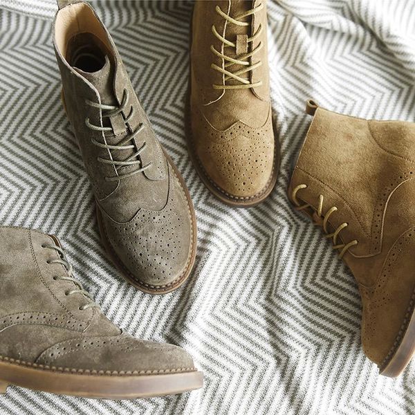 

beokoday bootkle boots женщины brogue стиль натуральная кожа свиски скада скаде ручной работы марка леди модная обувь 04017 lj201030, Black