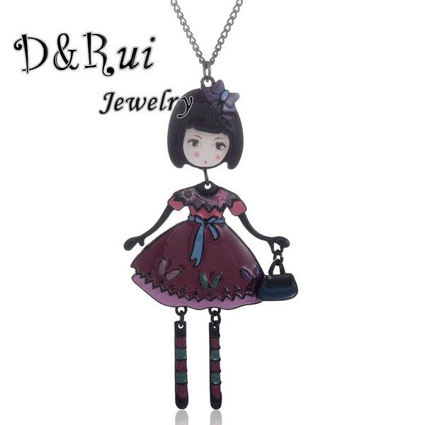 

2020 new women doll pendant necklace zinc alloy dress girl trendy figure link chain collar decoration neckless valentine gift, Silver