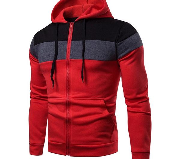 

mens hoodies autumn and winter sweater new mens creative stitching casual hooded caidigan mens sweater sports sweatshirt, Black