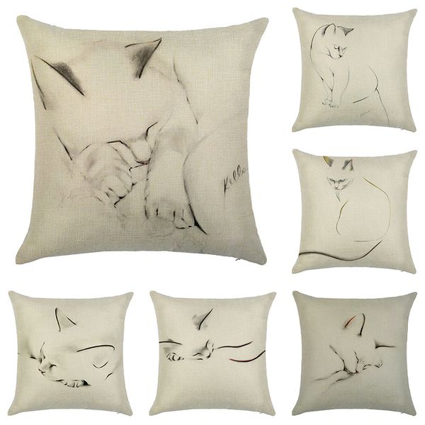 

anime cat simple line-drawing 45 pillow case cover seat bedding cushion 001