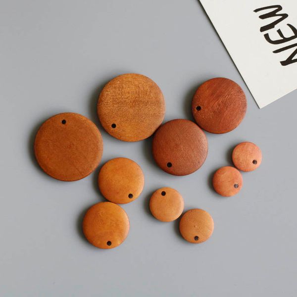 

20pcs 15/20/30mm natural wood flat round beads earring pendant for jewelry making women earring bracelet findings diy accessory