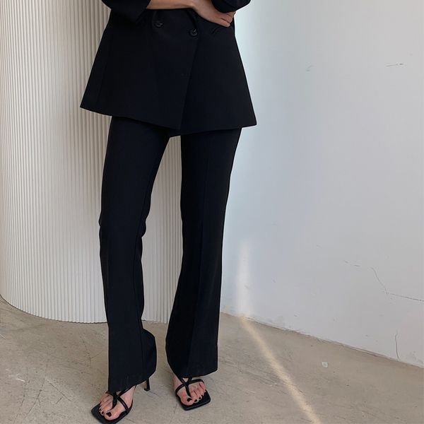 

women's pants & capris autumn casual solid color flared, Black;white