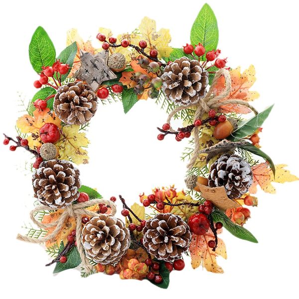 

12inch decoration ornament christmas wreath artificial pine cones berries and holiday hanging door decorat
