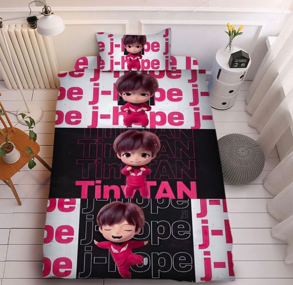 

1set bts tiny tan bedding sets quilt cover 150*200cm, flat sheet 160*220cm,pillow case 45*74cm