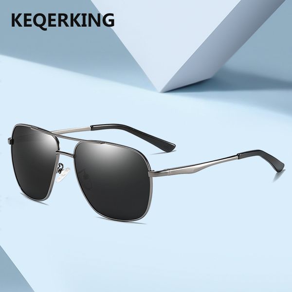 

keqerking 2020 sunglasses men's polarized brand classic metal pilot glasses women's brown lens fashion style uv400 gafas de sol, White;black