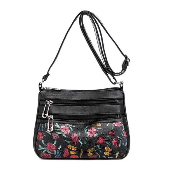 

women pu leather shoulder bag floral printed wear-resistant crossbody bag multipurpose casual style shoulder for ladies