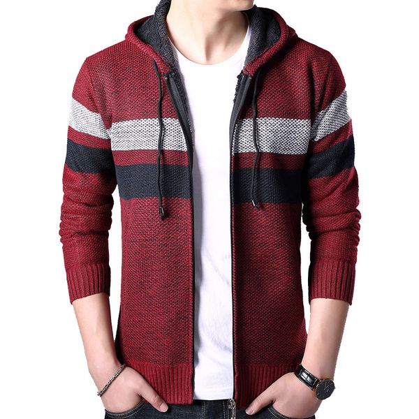 

2020 winter new mens hooded sweaters coats fashion casual patchwork plus thick keep warm sweater men cashmere sweaters j672, White;black