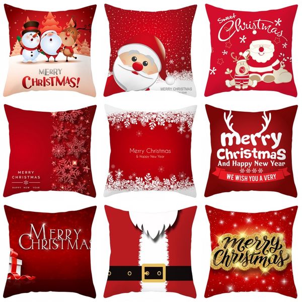 

xmas throw pillow case 45*45cm merry christmas santa snowman elk bells throw pillowcase christmas sofa decor bwa734