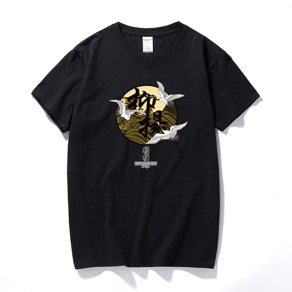 

new brand cotton t-shirt, chinese wind crane crane printed t-shirt, fashion street t-shirt, o neck cotton t-shirt birthday gift