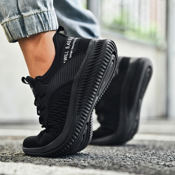 

summer new fashion men's casual shoes breathable mesh shoes lace sports casual plus size men's zapatillas hombre, Black