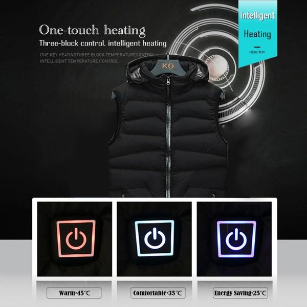 

usb heated vest sleeveless men outdoor couples the back heating vest skiing fashion infrared heating winter fishing, Gray;blue