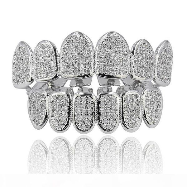 

classic 6 6 hip hop punk teeth grillz set gold silver teeth grillz & bottom grills dental mouth caps cosplay party, Black