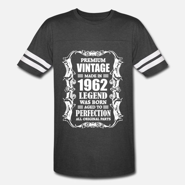 

premium vintage made in 1962 legend was born aged t shirt men designs tee shirt round neck leisure sunlight casual spring autumn cool shirt, White;black