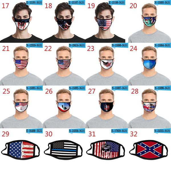 

40 styles american flag mask american independence day dustproof fashion printing ice silk mask fabric washable anti-dust protective mask