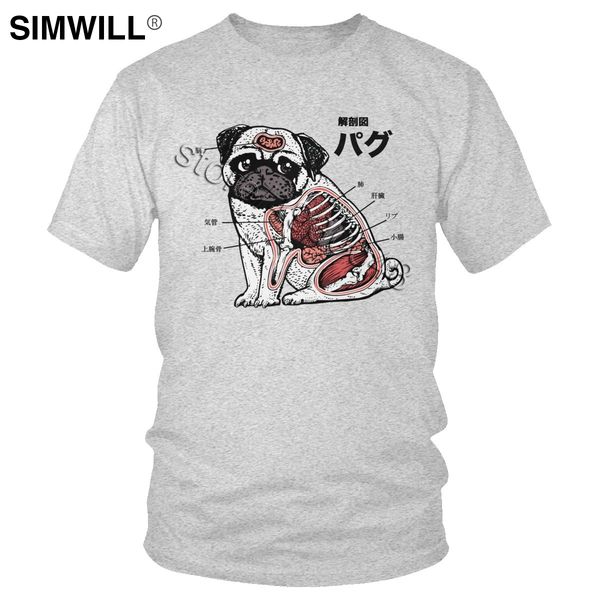 

unique pug anatomy t shirt men's cool short sleeved pure cotton t-shirt love my pet dog tshirt regular fit summer tee gift