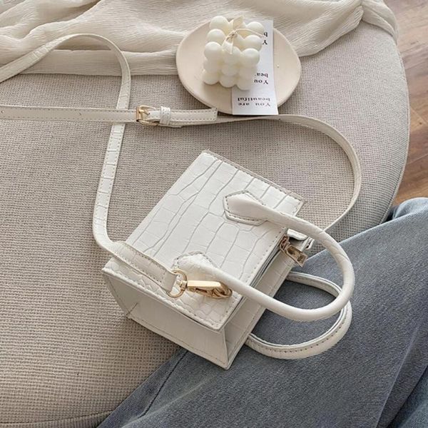 

stone pattern mini square tote bag 2020 summer new leather women's designer handbag travel shoulder messenger bag