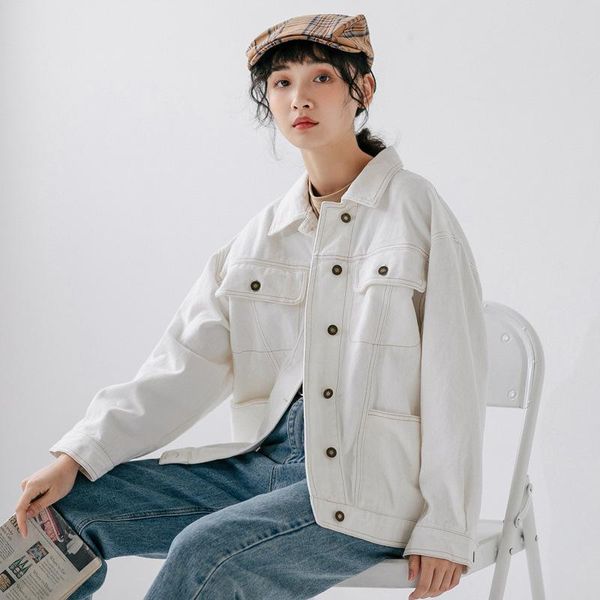

100% cotton denim jacket 2020 autumn new korean style solid white short jeans jacket women female student short coat, Black;brown