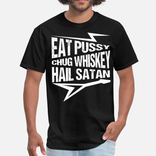 

punk rock, ест киску, чухи виски, радуйся сатаны t shirt men character 100% хлопок s-3xl gents graphic строительство весна природной рубашки