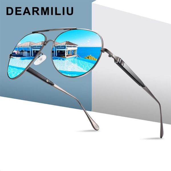 

dearmiliu new fashion sunglasses fishing driving sunglasses brand men uv400 polarized square metal frame male sun glasses, White;black